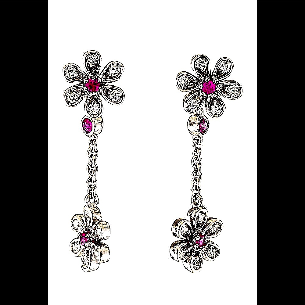 Demi Parue CONVERTIBLE 18k Earrings w/diamonds & Rubies,necklace listed separate